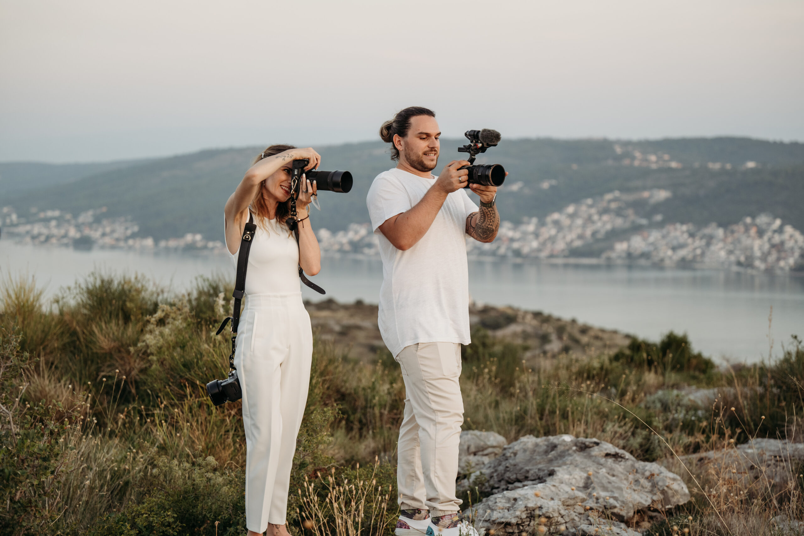 Alex & Katy capturing magic in the hills of Split, Croatia – photographing and filming a wedding couple at golden sunset