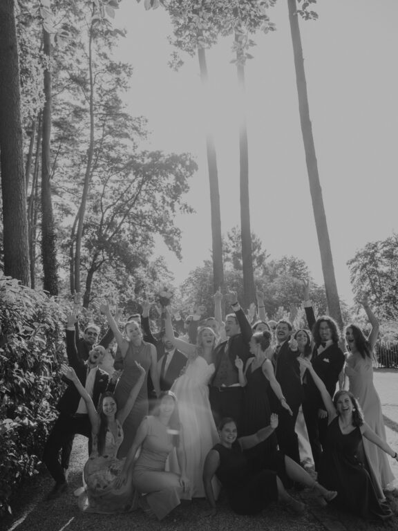Birkenheide | Germany 6 Playful group wedding photo with friends in Birkenheide