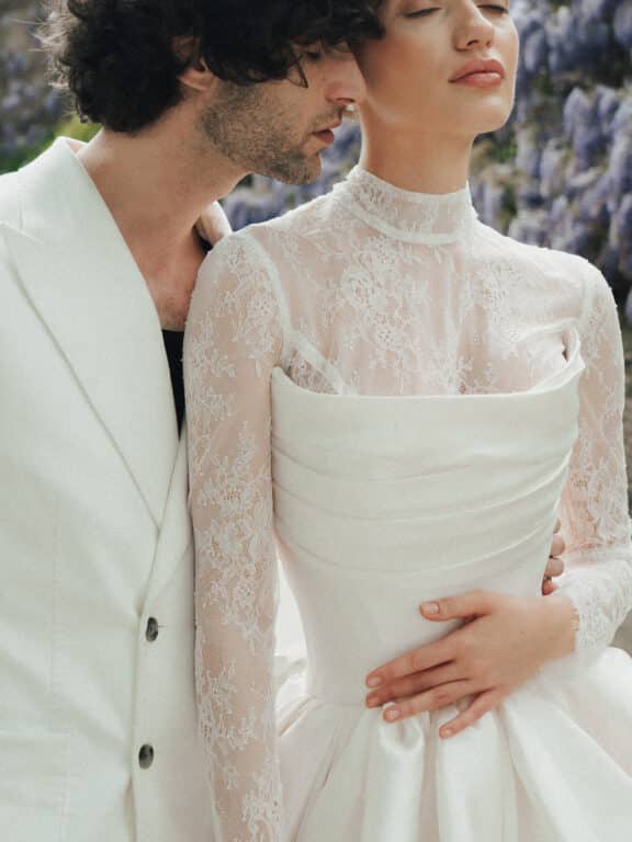 Destination wedding couple portrait at Villa Aurelia, Rome