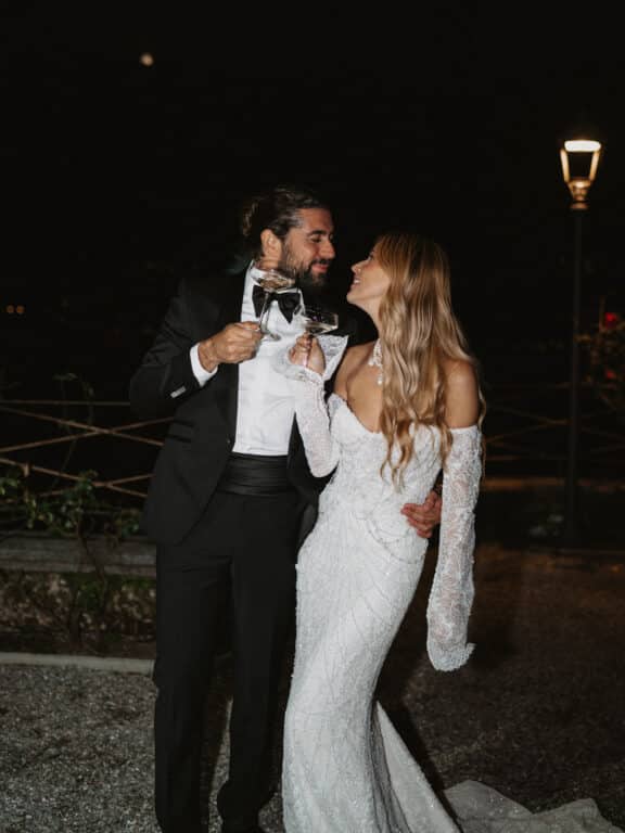 Champagne toast at a Villa Pizzo wedding